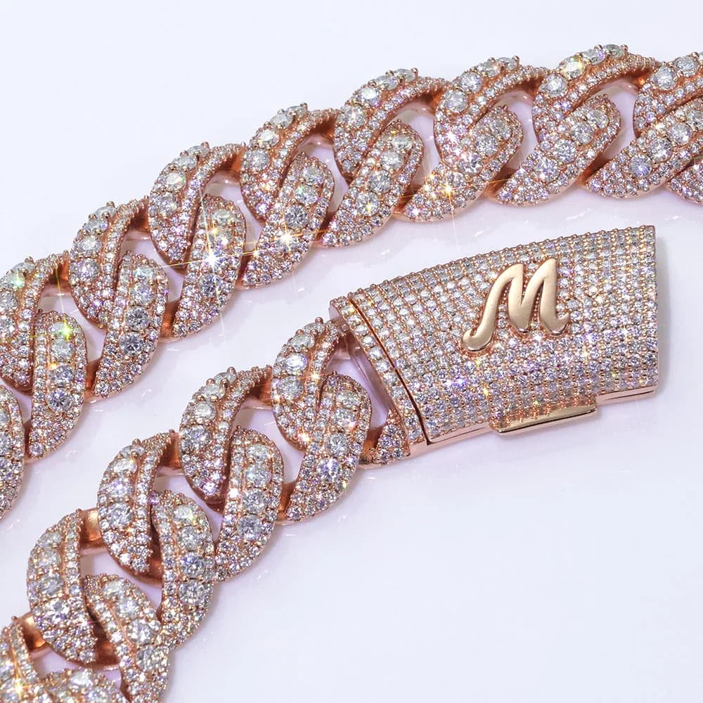 ESKEEM-cierre con letras personalizadas, cadena de eslabones cubanos con punta de 15/18/22/25/29mm, joyería de Hip Hop chapada en oro rosa, collar