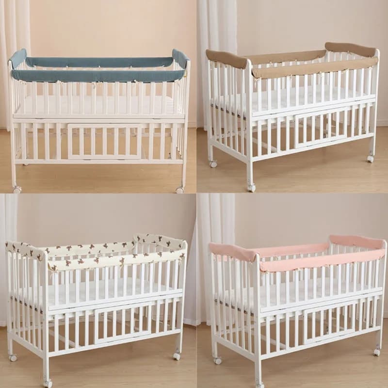 Parachoques de cama de algodón para bebé de 4 piezas, tamaño estándar, cubierta de riel envuelta para cuna de recién nacido, conjunto Protector