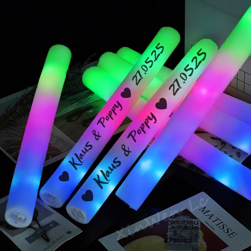 Paquete de 20/30/40 Barras de Espuma LED RGB, Barras Luminosas de Colores, Tubos de Luz para Fiestas, Cumpleaños, Bodas