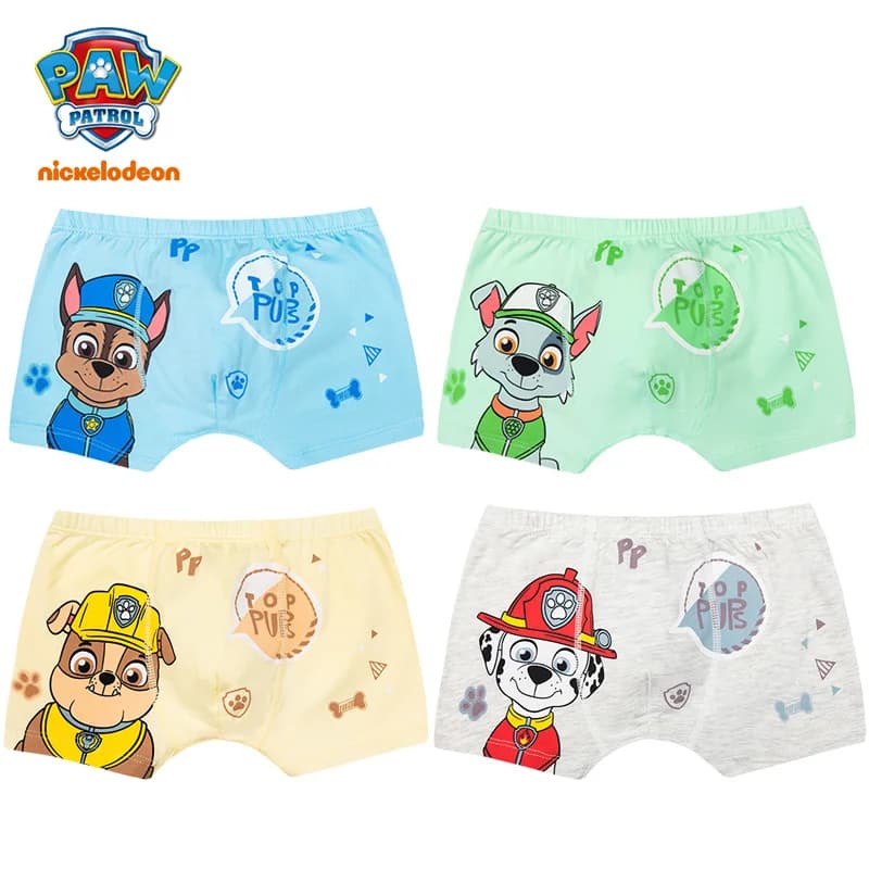 4 unids/set 100% calzoncillos estampados genuinos de la patrulla canina para niños Chase Rocky Marshall Rubble calzoncillos ropa interior niños
