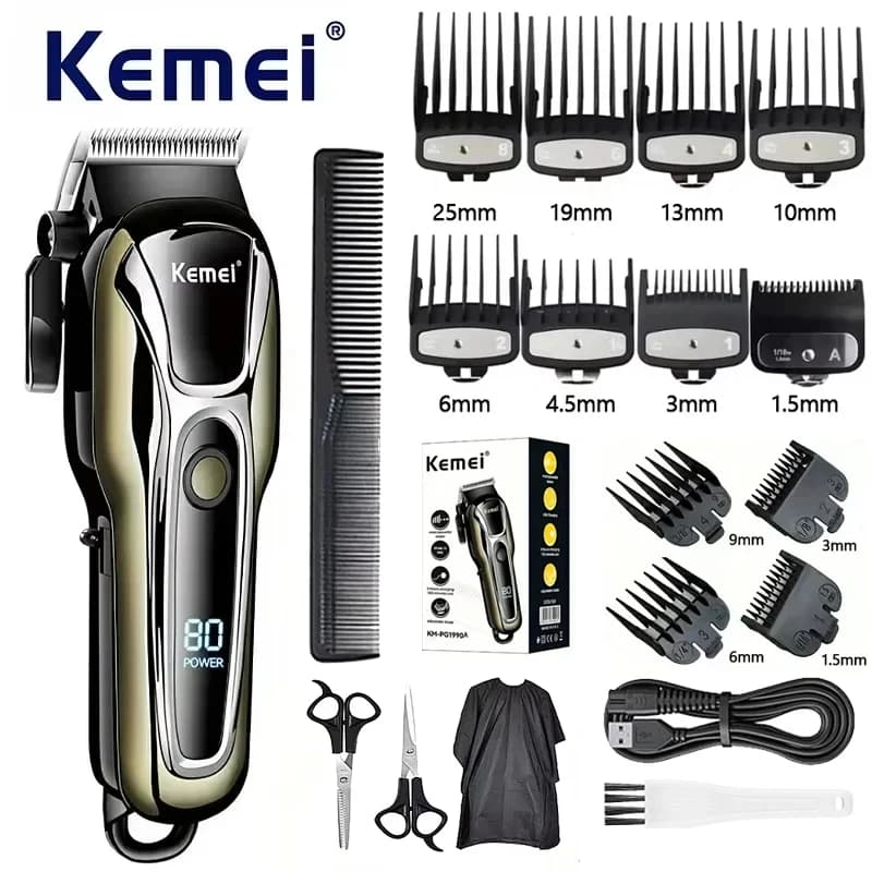 Cortadora de pelo Kemei PG1990A recargable o peines de límite, cortadora de pelo profesional inalámbrica para hombres, Máquina para cortar cabello