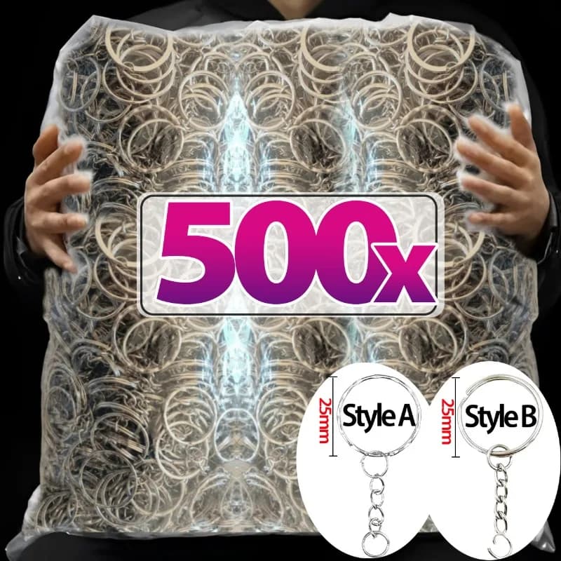 50/500 Uds llavero de Metal chapado en plata en blanco llaveros divididos con cadena hebillas de escalada mosquetón llavero Accesorios
