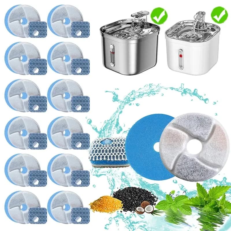 12 unids/set de filtros de repuesto para fuente de perro y gato, bebedero de agua para Gato, accesorio de limpieza, elemento filtrante de resina de