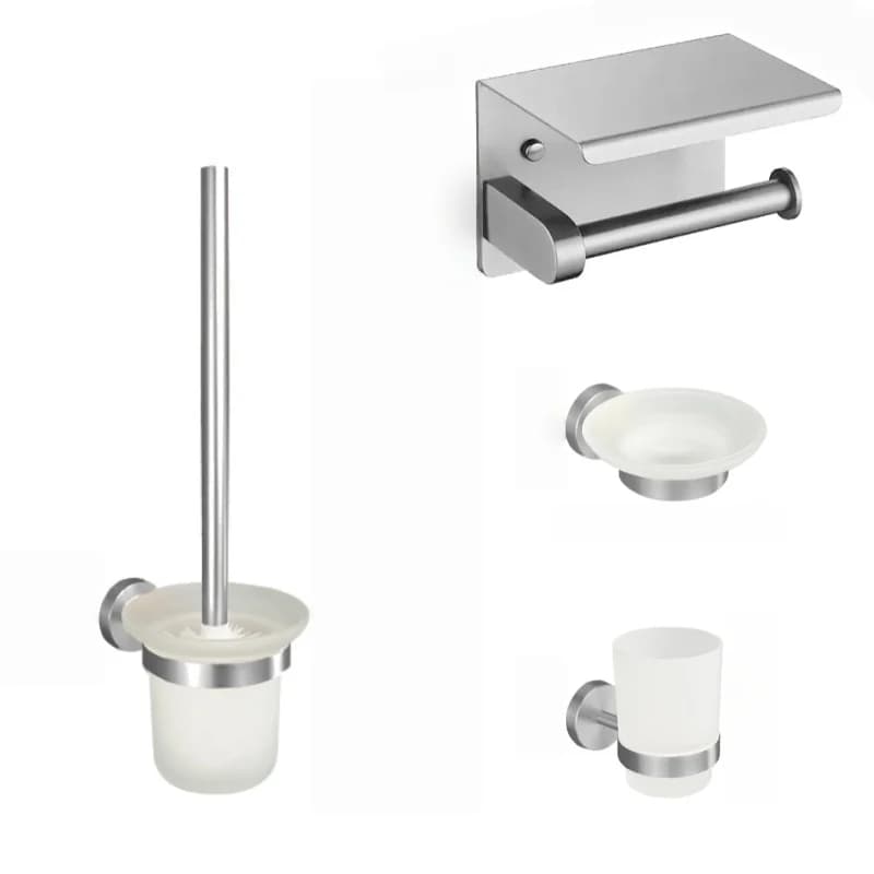 Accesorios de baño, toallero cepillado de acero inoxidable 304, soporte de papel higiénico, soporte de jabón, barra de toalla, accesorios de baño
