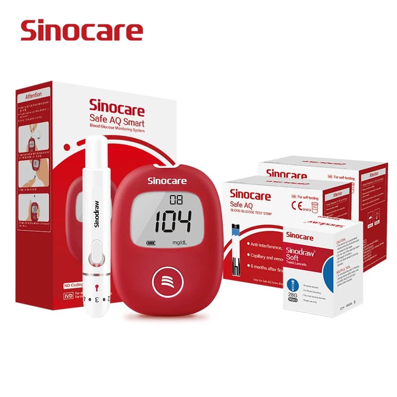 Sinocare Safe AQ medidor de glucosa en sangre inteligente Kit de glucómetro para Diabetes o tiras reactivas lancetas probador de azúcar en sangre