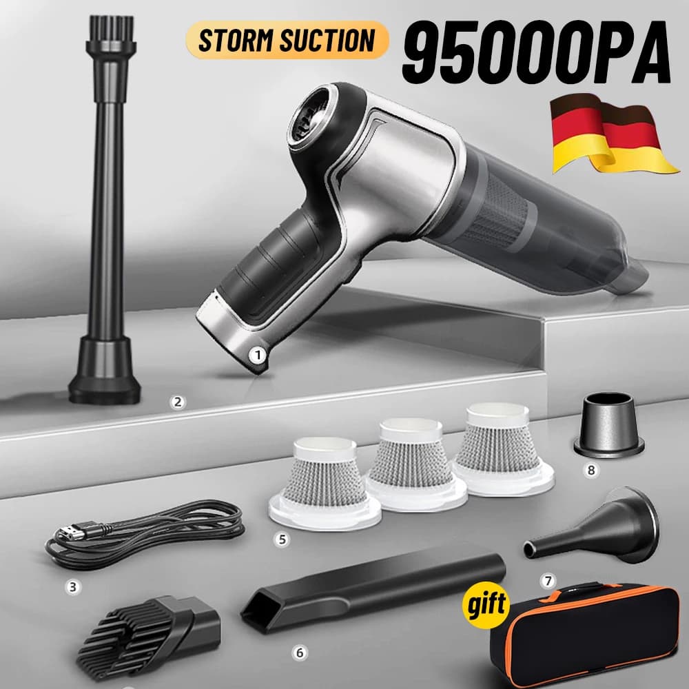Aspirador de coche inalámbrico de 95000Pa, aspirador de mano de succión fuerte para el hogar y el coche, Mini aspirador de doble uso,