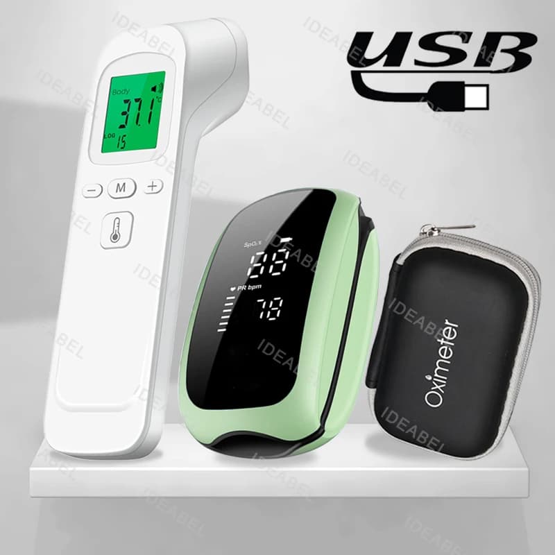 Termómetro médico para frente, oxímetro de pulso para la yema del dedo, Monitor de saturación de oxígeno en sangre, oxímetro de pulso,