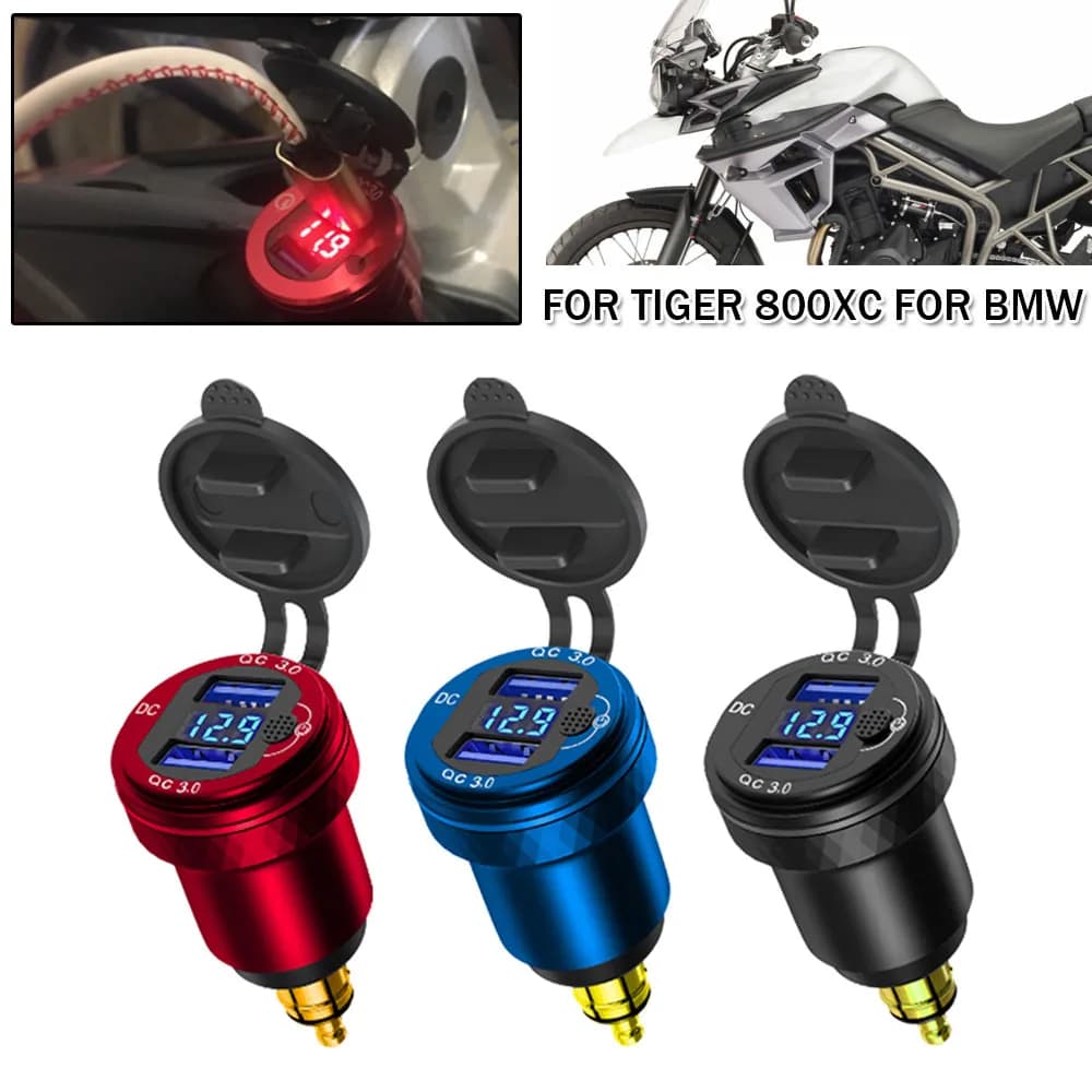 Cargador USB Dual TypeC Quick 3,0, adaptador LED DIN Hella Socket para BMW R1200RT F900XR R1200GS R1250GS S1000XR F800GS F850 750GS