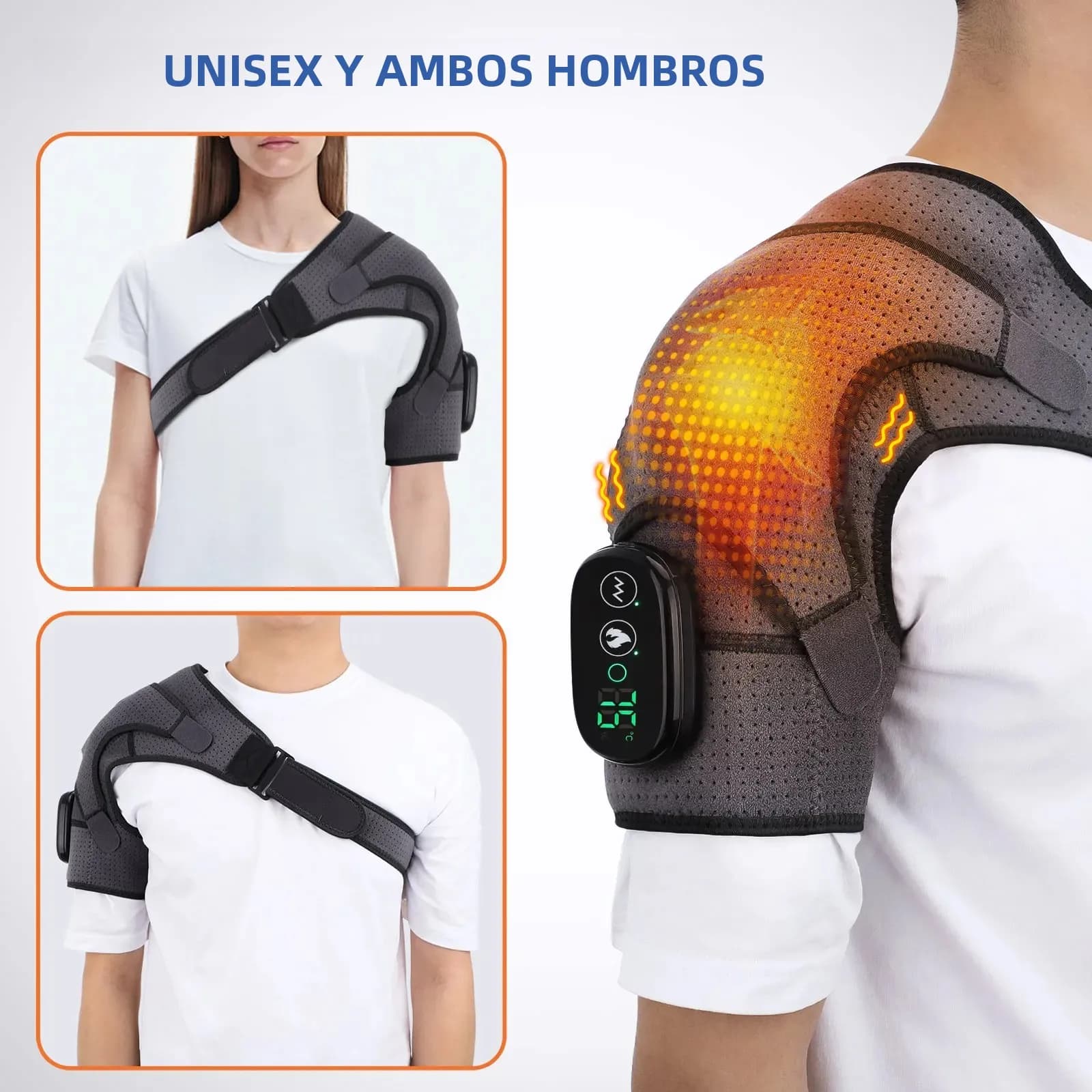 Cinturón de masaje de hombros con calefacción eléctrica, soporte para hombros y espalda, chal de hombro con calefacción de compresión caliente