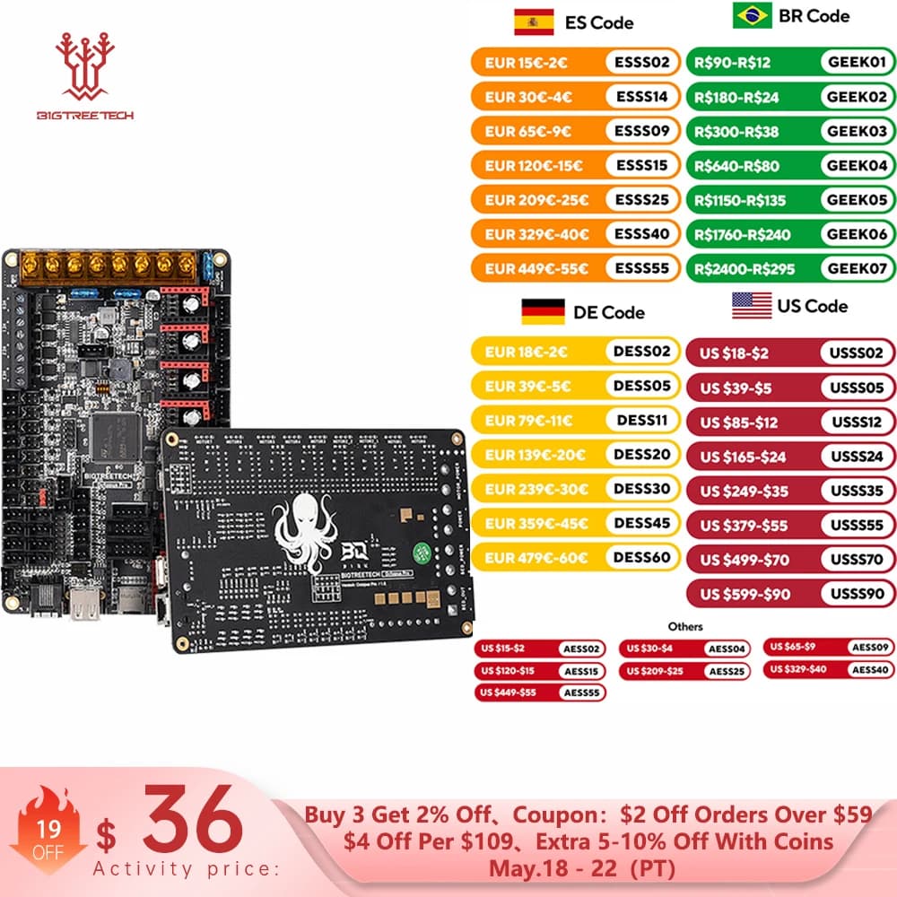 Placa base BIGTREETECH Octopus PRO V1.0/V1.1 con MAX31865 TMC2209 integrado, placa de control Raspberry Pi VS Ender3 V2 para PITFT