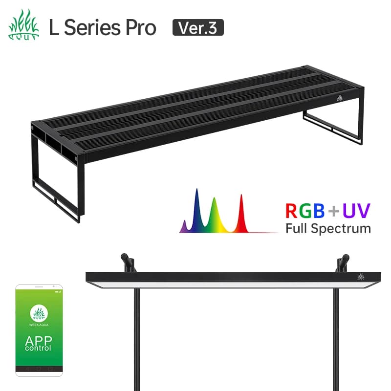 WEEK AQUA Serie L Control de aplicaciones Atenuador y temporizador RRB+UVA Iluminación de acuario Luz LED plantada