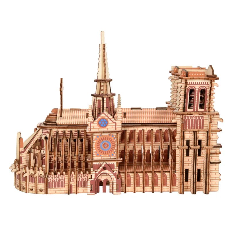 Rompecabezas De madera 3D DIY, modelo dimensional De Notre Dame De París, juegos educativos De aprendizaje, juguetes para niños, decoración De