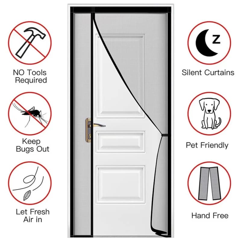 Cortina magnética para puerta, mosquitera a medida, cortina antimosquitos, cierre automático, malla invisible para cocina, sala de estar interior.