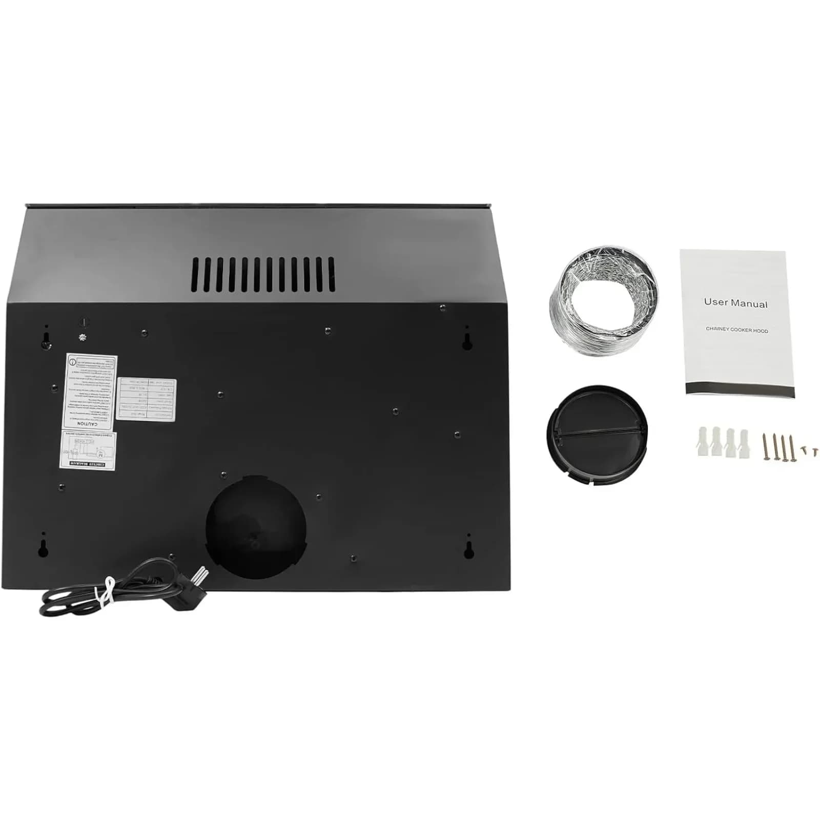 Nueva campana extractora de aire reciclado de 60 Cm, campana extractora de escape, 2 luces LED, pantalla táctil, 2 filtros de grasa, deflector de