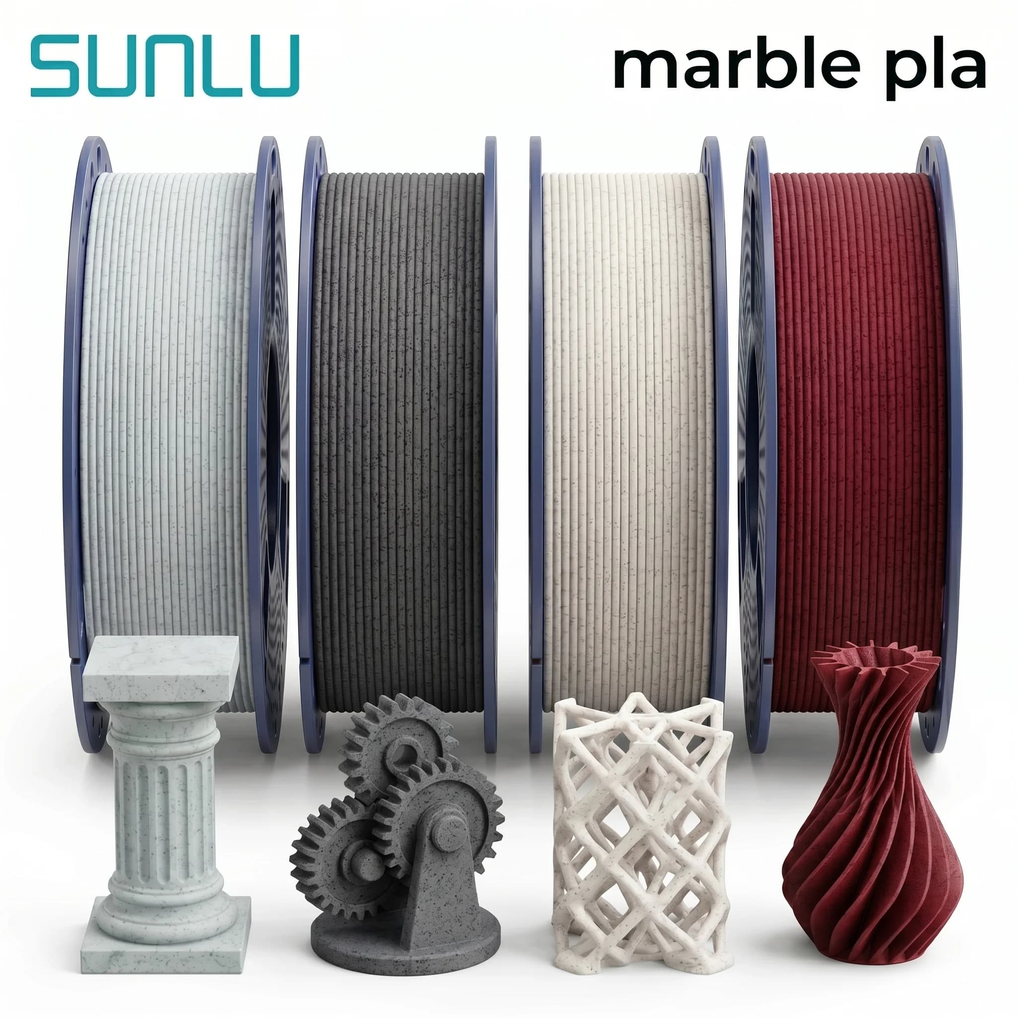 Paquete de Filamento SUNLU, 4/8 Bobinas de 250g, Filamento Silk PLA, PLA Mate, PETG para Impresoras 3D