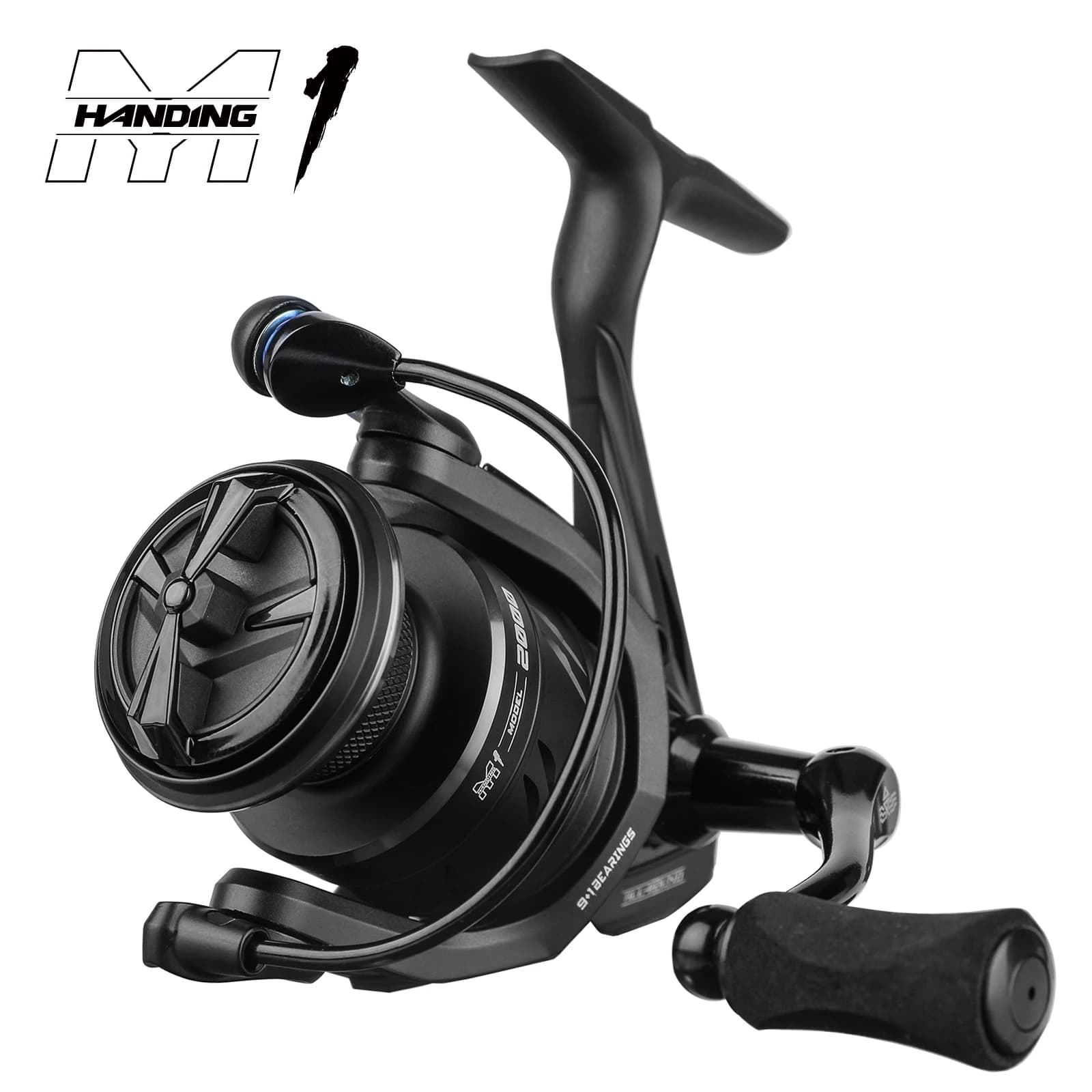Carrete giratorio HANDING M1, carrete de pesca de arrastre máximo de 12kg, 9 + 1 rodamientos de bolas, relación de engranaje 5,2: 1, carrete potente