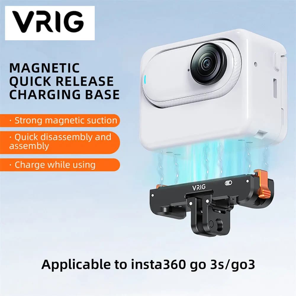 VRIG Go 3 adaptador magnético de liberación rápida para Insta360 Go 3/GO 3S soporte de cámara Base recargable montaje accesorios de Cámara de