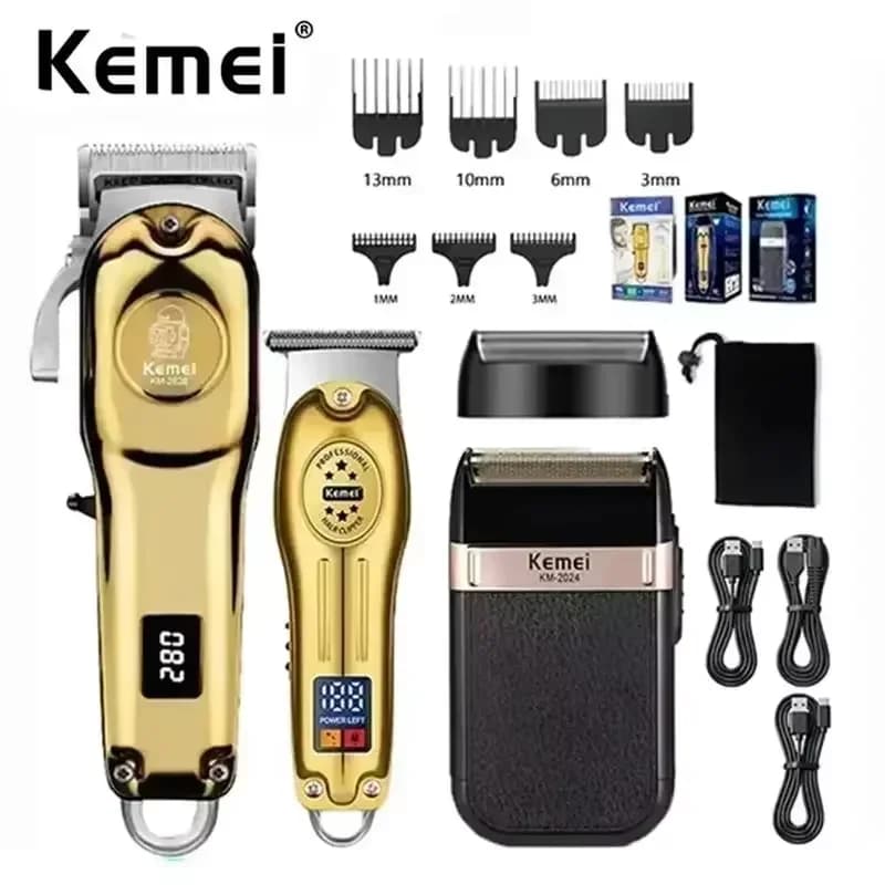 Cortadora de pelo Kemei KM-2628 KM-678 KM-2024, cortadora de barba eléctrica profesional, afeitadora recargable para hombres, Kit de cortadora de
