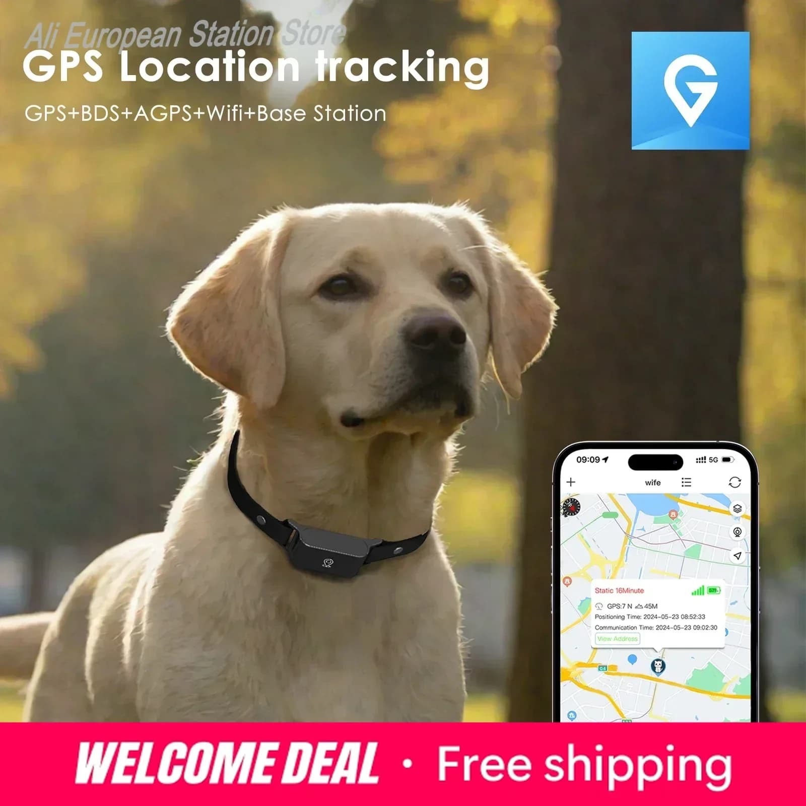 Collar Localizador GPS 4G Mini Impermeable IP67 para Mascotas, Antipérdida, con Rastreo en Tiempo Real para Perros y Gatos, Collar de Moda