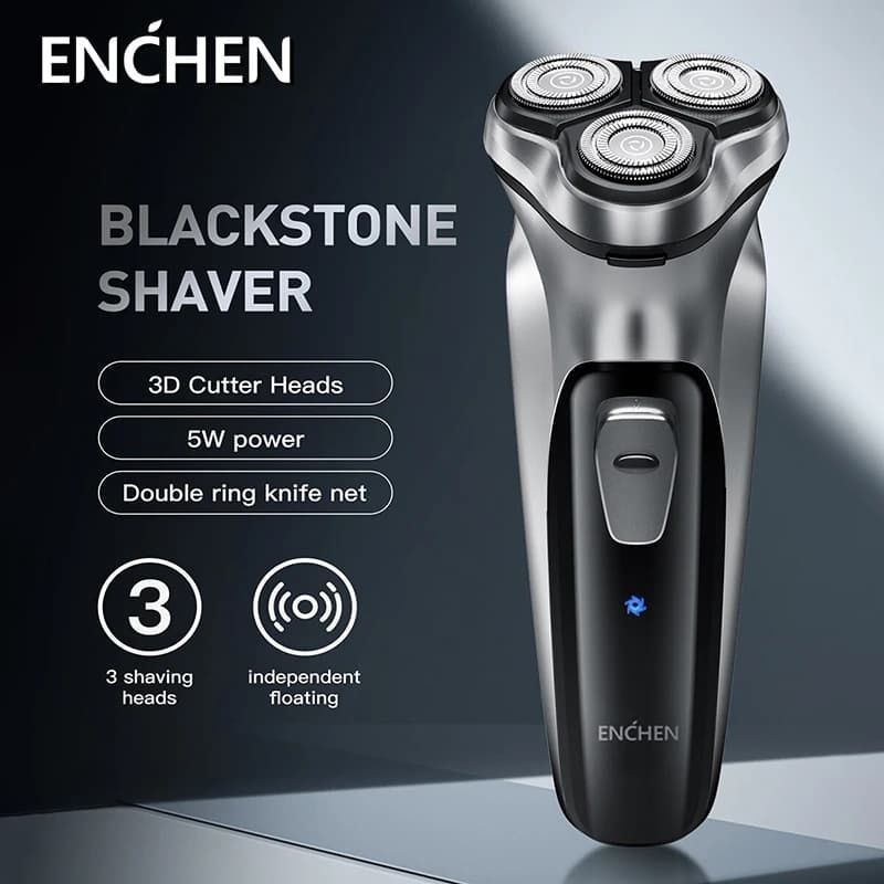 ENCHEN-máquina de afeitar eléctrica Blackstone para hombre, afeitadora rotativa con cuchilla flotante 3D, lavable, recargable por USB, tipo C