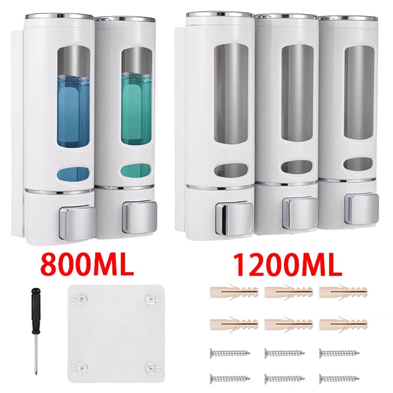 Dispensador de jabón de ducha de 2/3 cabezales, adhesivo montado en la pared, champú para baño, contenedor de almacenamiento de acondicionador de
