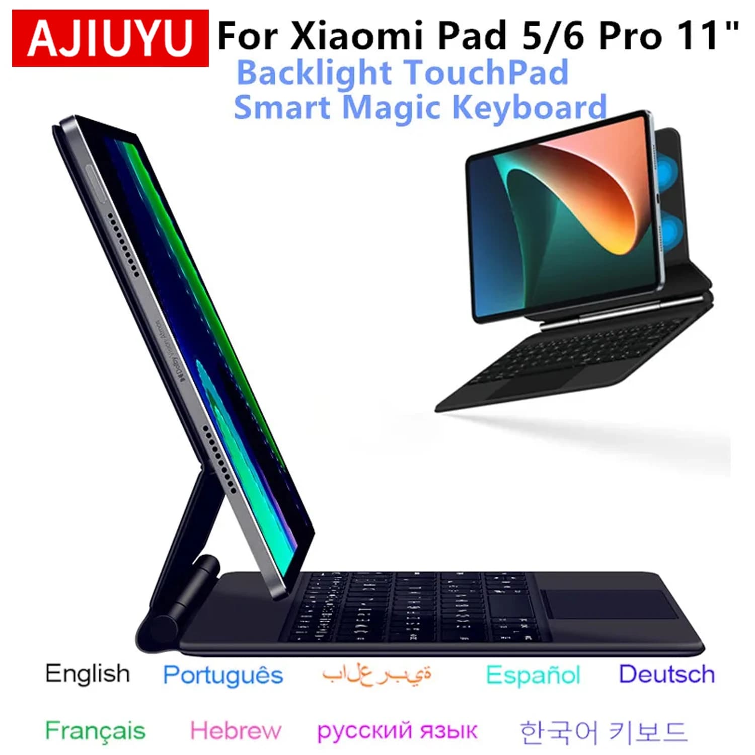 Funda con teclado mágico para Xiaomi Pad 6, Pad6, tableta de 11 pulgadas, para MiPad 6, Mi Pad 6 5 Pro, Pad5, funda inteligente con teclado