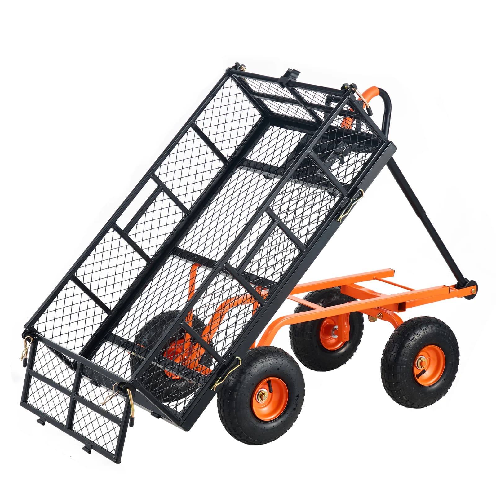 Carro de jardín SucceBuy, carro utilitario de Metal resistente con montaje Simple, carrito volquete versátil, carretilla con capacidad de 400/880