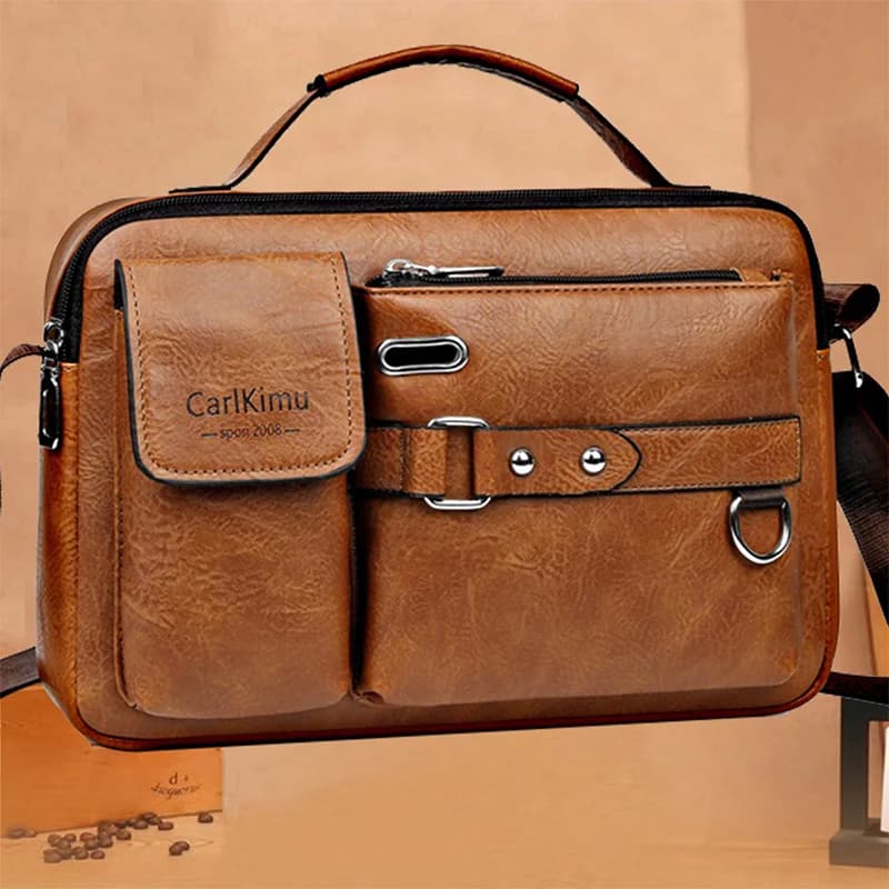 Bolso de mensajero retro para hombre con diseño impermeable, maletín para computadora portátil de gran capacidad para trabajo de oficina, viajes y