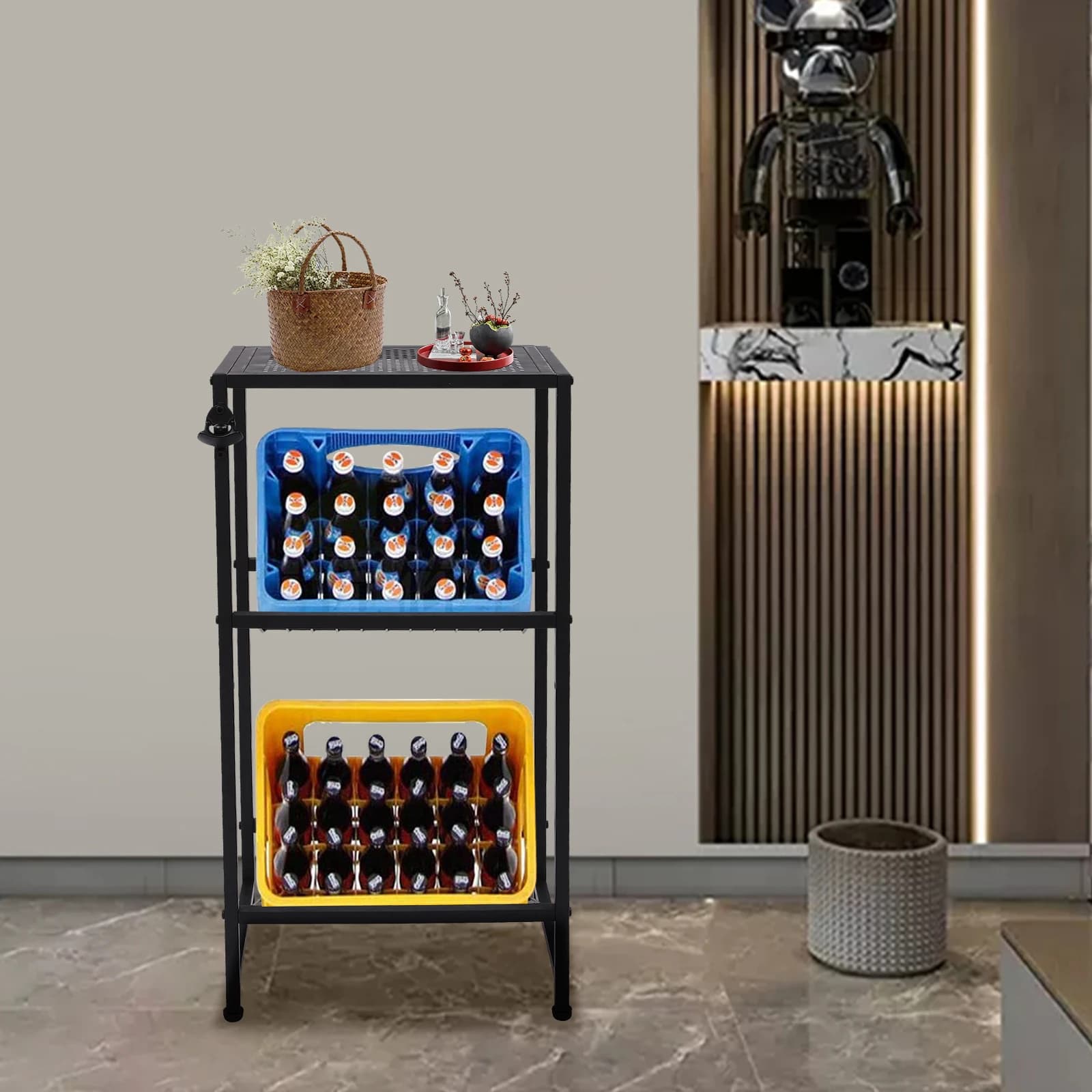 Estante Moderno para Cajas de Bebidas, Estante para Botellas de Vino, Soporte para Cajas de Bebidas, Organizador de Cajas de Bebidas