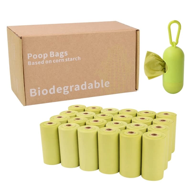 1-24 rollos de almidón de maíz, bolsa de basura biodegradable para mascotas, estilo chaleco compostable, bolsas de basura para caca de perros y