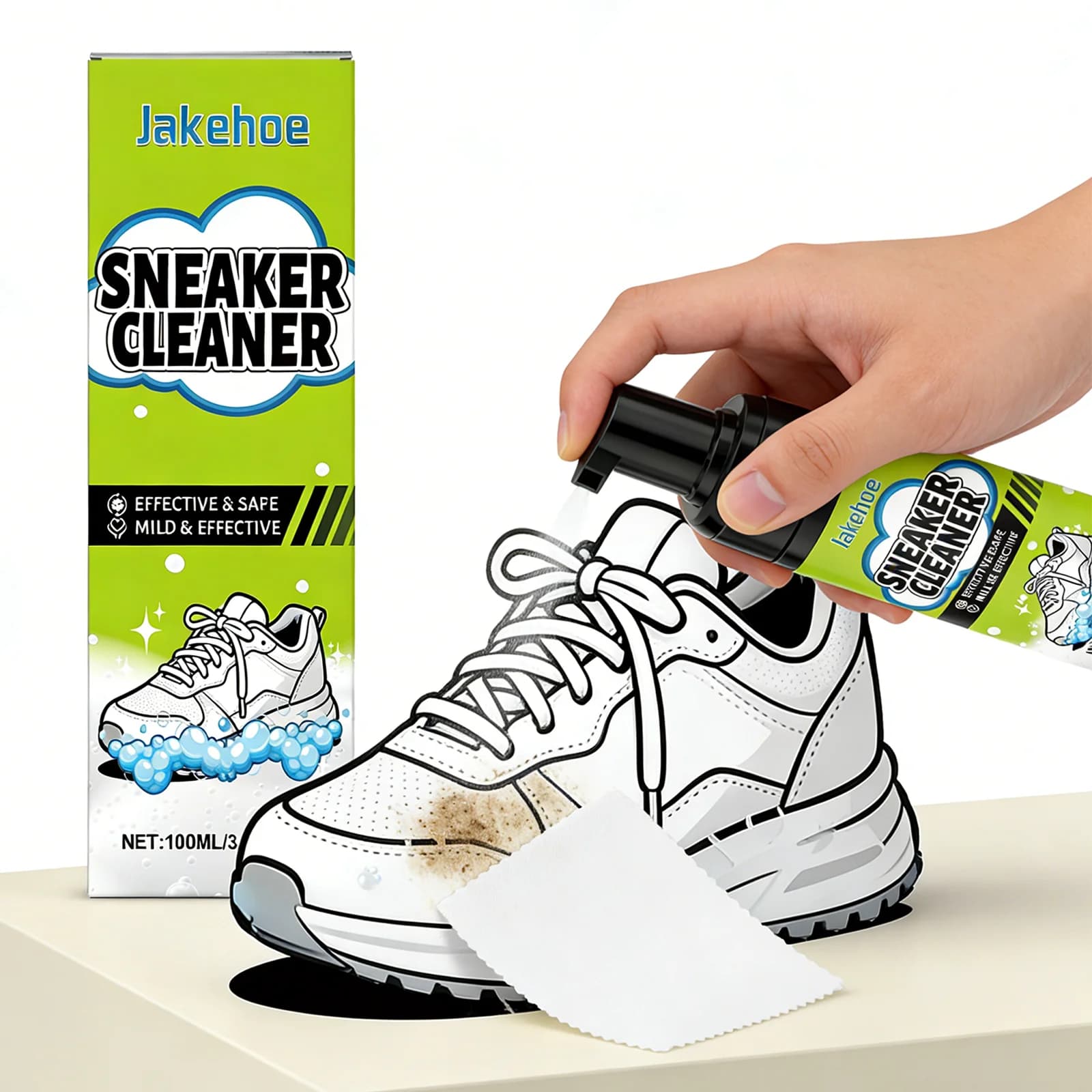 Limpiador de Zapatos Blanco, Kit de Limpieza de Zapatillas, Espuma Limpiadora, Blanqueador de Zapatos, Quitamanchas, Eliminador de Amarilleo sin Agua,