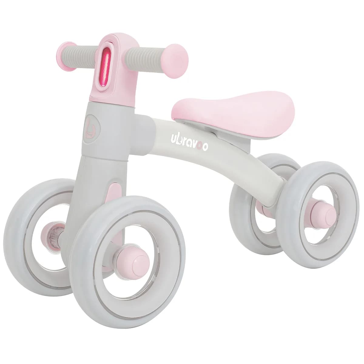 Bicicleta de equilibrio deslizante - Faros de 3 modos y 4 ruedas silenciosas transparentes, juguete ideal para montar en cumpleaños y aprendizaje