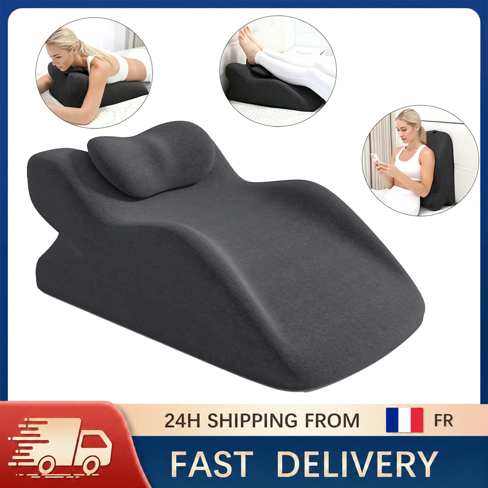 Almohada de cuña para la cama para el reflujo ácido o para dormir en posición boca abajo, almohada ergonómica para relajarse, leer o para parejas.