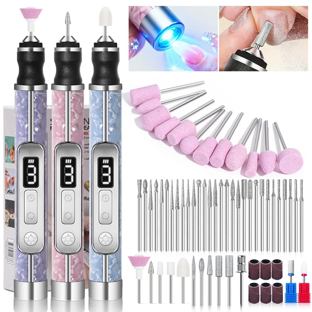 Máquina profesional 2 en 1 para pulir uñas con lámpara, taladro recargable para uñas, múltiples velocidades, bajo nivel de ruido, juego de limas