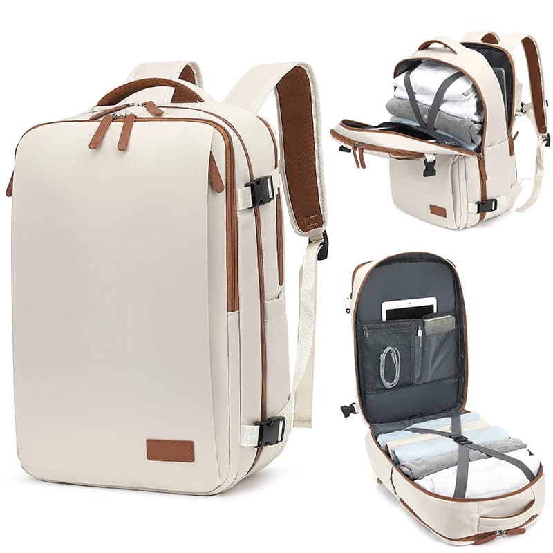 Mochila de viaje 40x20x30 cabina avión impermeable expandible Weekender portátil con puerto USB Ryanair mochila de mano para hombres y mujeres