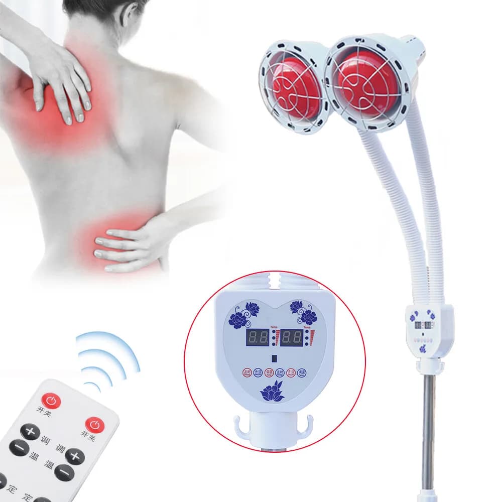 10 Stufen Doppelkopf Terapia Infrarot Lampe Edelstahl ‎ Calentador de lámpara de interior Rotlichtlampe Für Rücken Hals Schultern