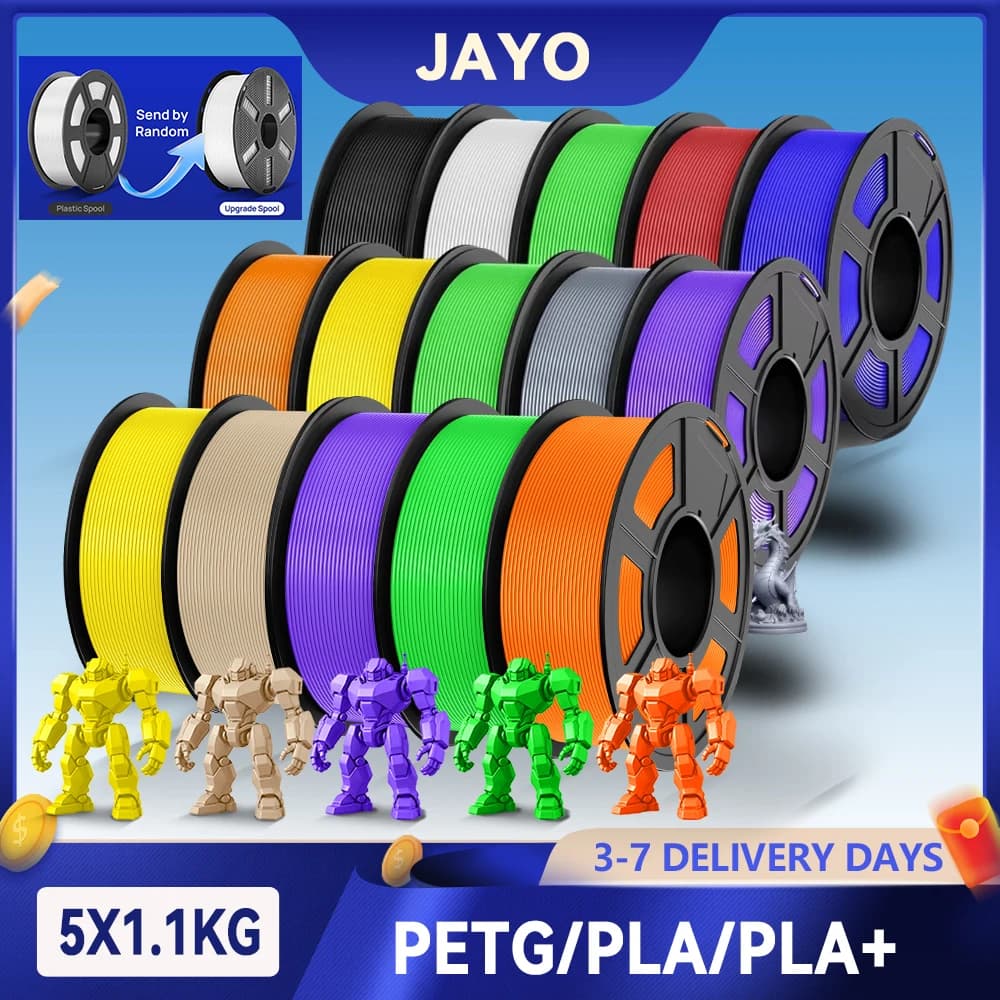 Filamento para impresora JAYO 5,5 KG 3D PETG/PLA/PLA PLUS, 1,75mm, 100% sin burbujas, materiales de impresión 3D no tóxicos para impresora 3D y