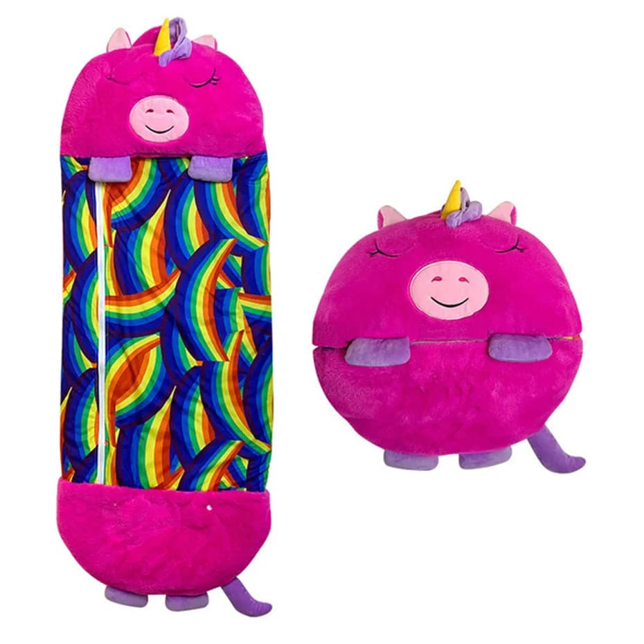 Sacos de dormir de dibujos animados para niños, saco de dormir con almohada, muñeco de peluche, almohada para niños y niñas, saco de dormir de