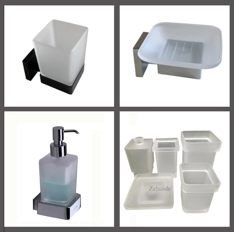 Jabonera de cristal cuadrada montada en la pared del baño, dispensador de jabón líquido, soporte para escobilla de baño, taza para cepillo de