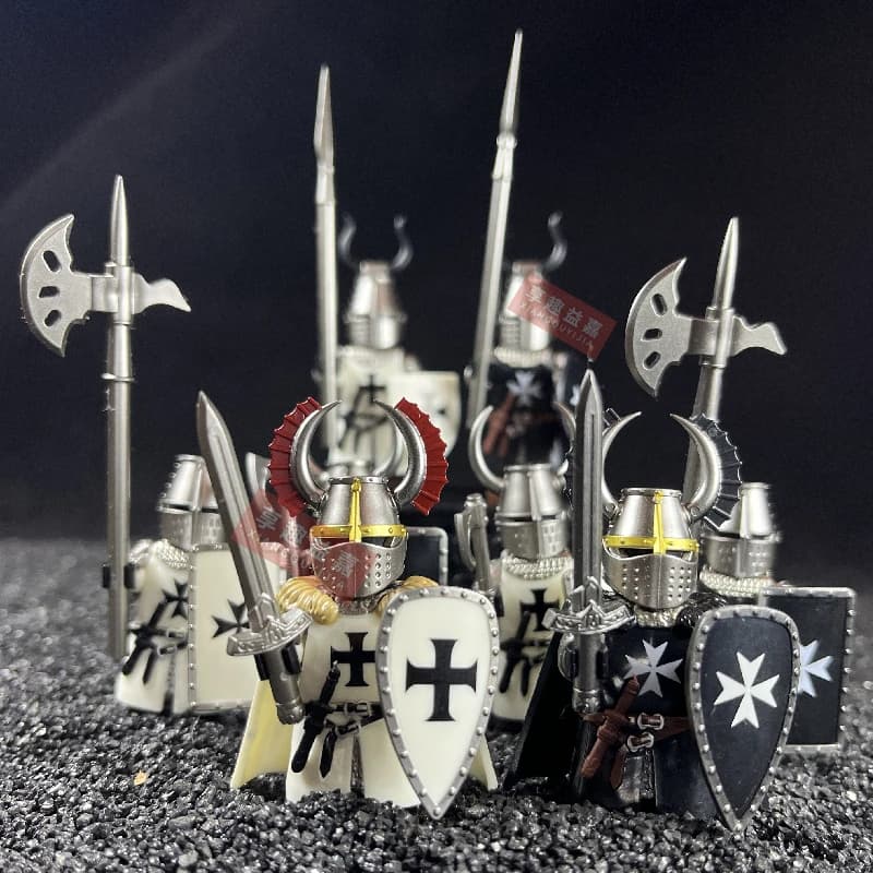 Bloques de construcción de caballeros teutónicos medievales, mini figuras de juguete de acción DIY, montar ladrillos, juguetes para niños,