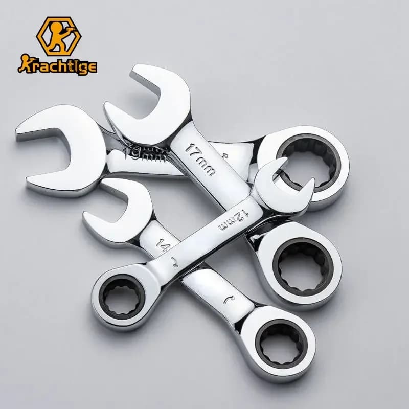 Llave de trinquete rápida con mango corto de 6-19mm, 72 dientes, multifuncional, portátil, corta, de doble uso, flor de ciruelo, herramientas