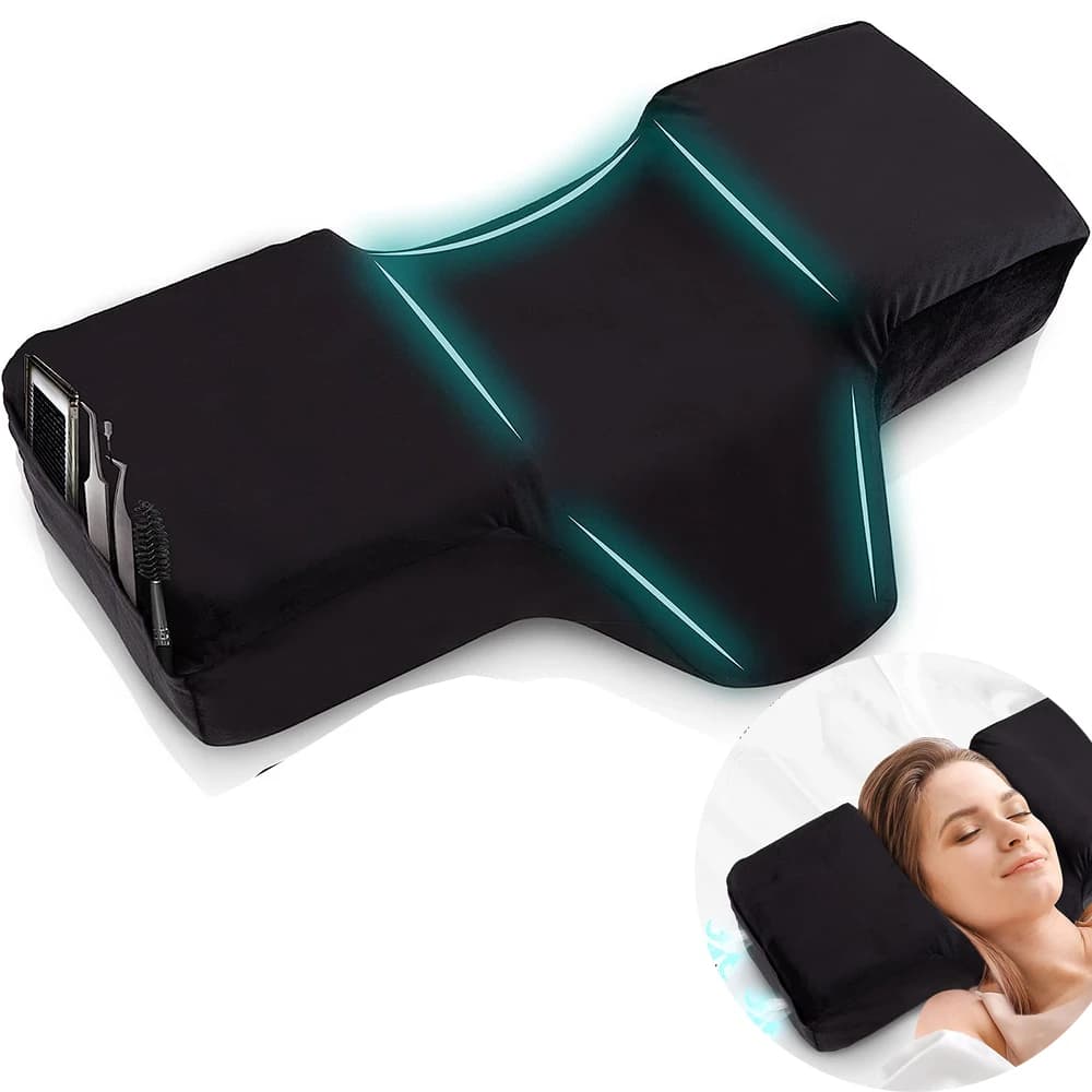 Almohada de pestañas para extensión de pestañas, espuma viscoelástica, curva ergonómica, mejora las almohadas de salón suaves cervicales,