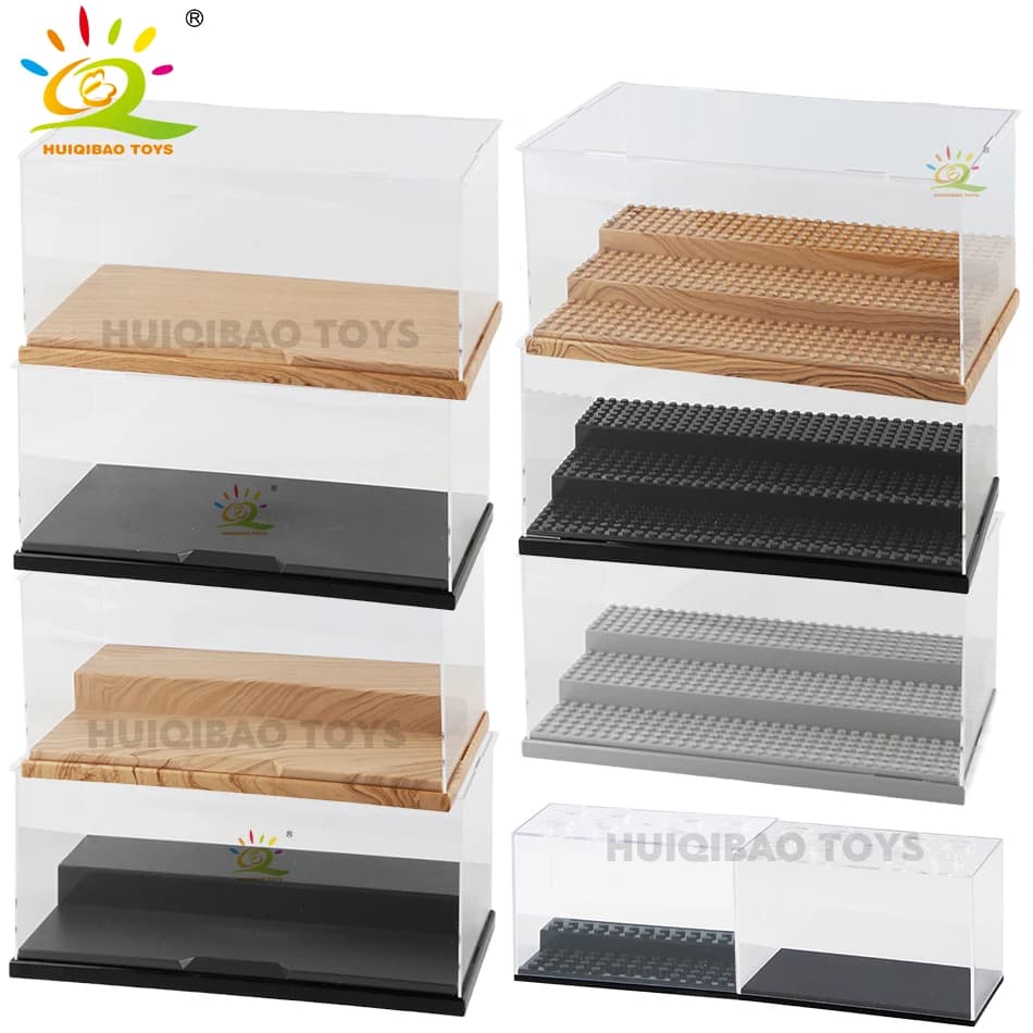 HUIQIBAO juguetes figuras a prueba de polvo estuche de exposición caja de exposición para colección de modelos bloques de construcción ladrillos