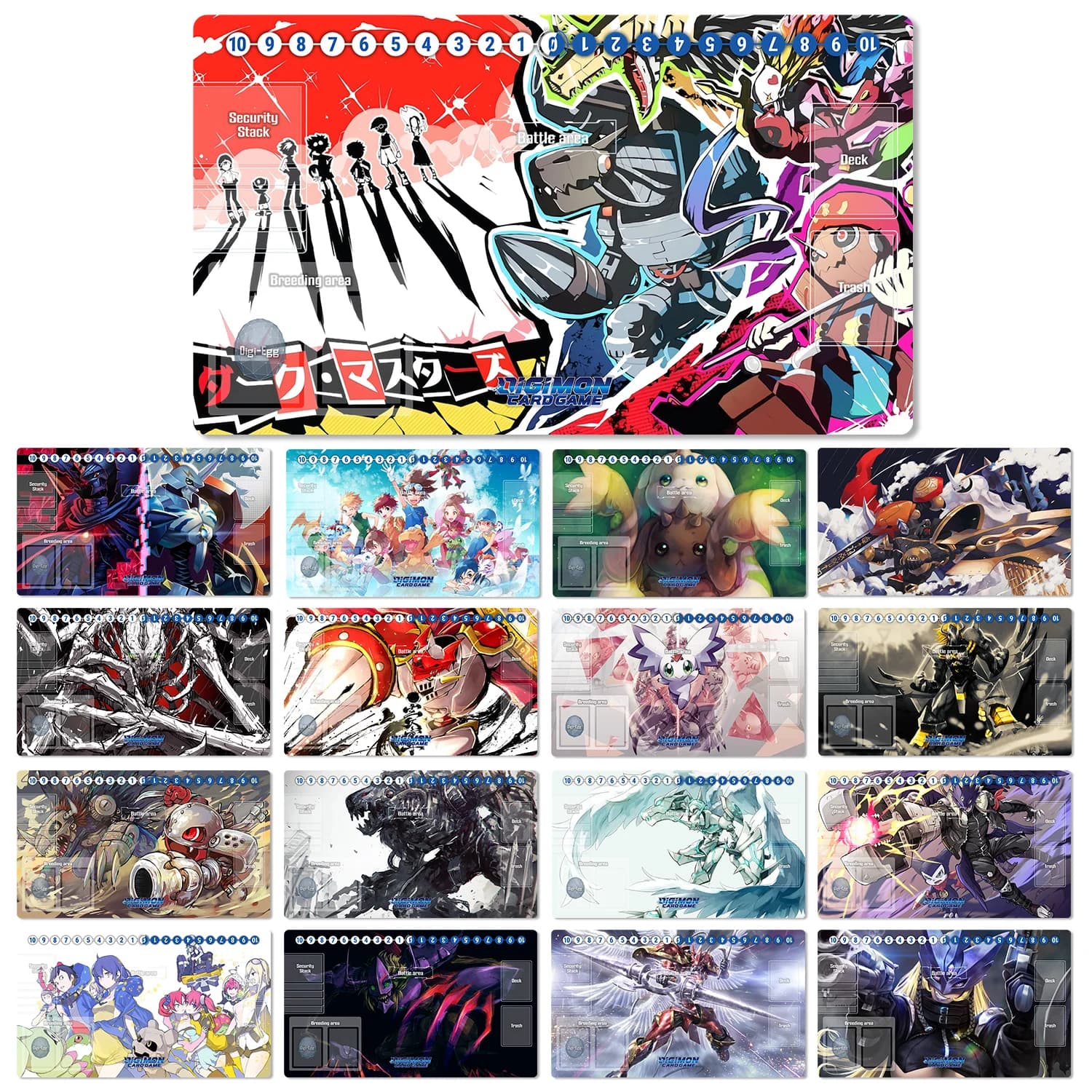 Digimon Playmat Black War Greymon Omega Culumon Terriermon DTCG OCG juego de mesa juego de cartas coleccionables alfombrilla para ratón alfombrilla