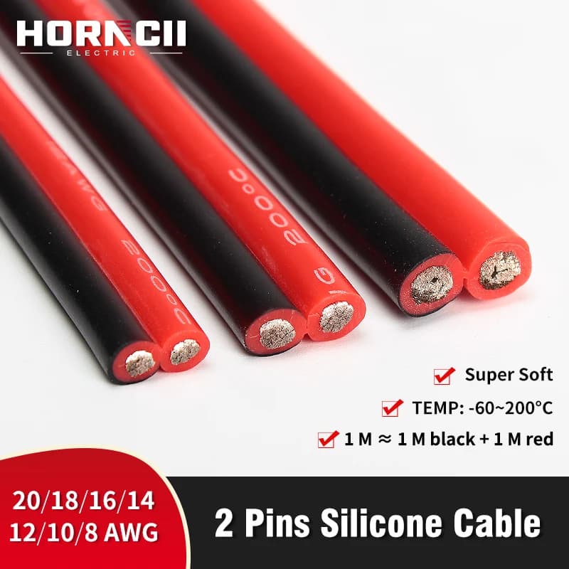Cable de silicona súper suave de 2 pines 20 18 16 14 12 10 8 AWG alambre de cobre estañado resistente a altas temperaturas Cable de alta corriente