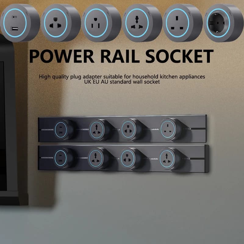 Toma de corriente de pared de 40cm y 50cm, enchufes móviles de alta gama para electrodomésticos, potencia de 8000W, puertos USB tipo c estándar UE,