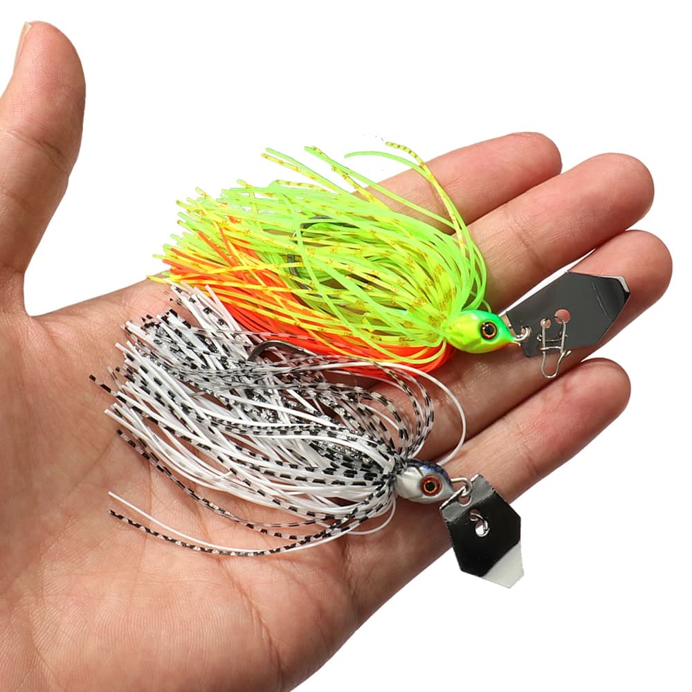 Cebo giratorio de 7g/9g/12g/14g/21g, juego de Señuelos de Pesca, Chatter, hoja de Metal sin malezas, anzuelo de cabeza de goma, alambre Spinnerbait