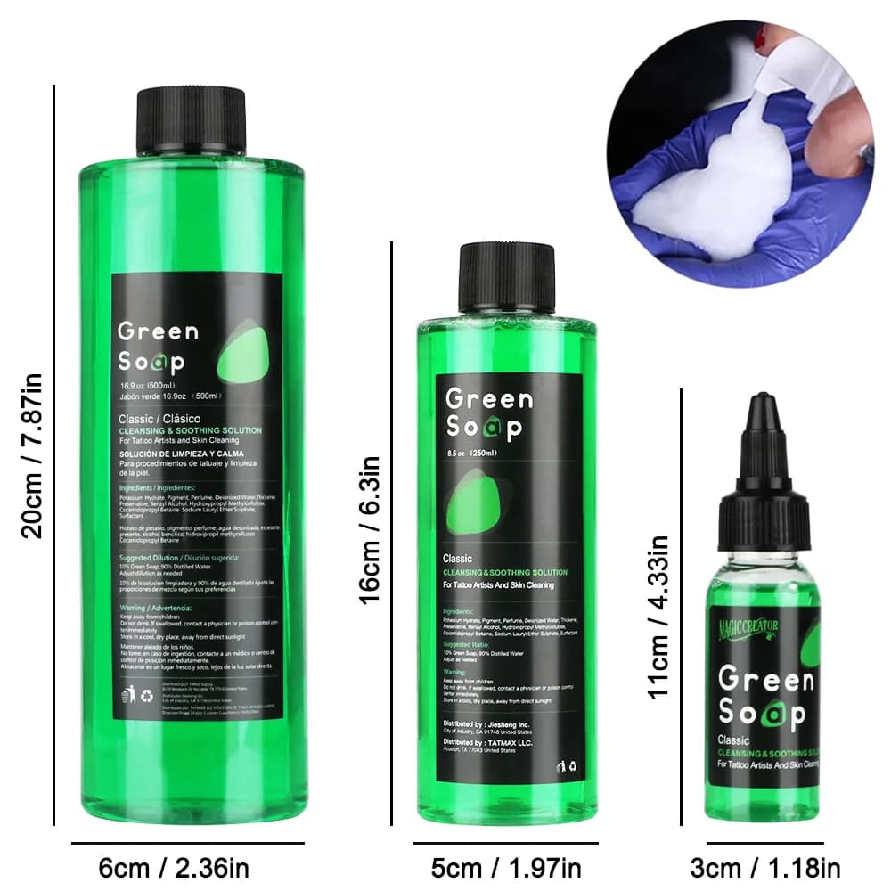 Jabón verde para tatuaje, 30/250/500ML, alta concentración, líquido de limpieza Original, espuma líquida, productos de limpieza para tatuajes