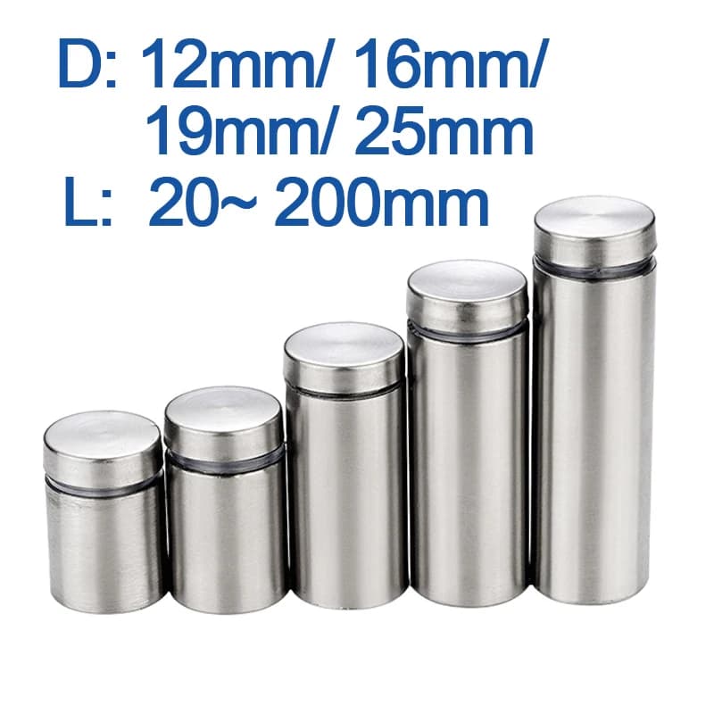 Sujetadores de vidrio de 4/ 6 piezas, separadores de publicidad acrílica de acero inoxidable de 12mm, pasador de clavos, tornillos de fijación de