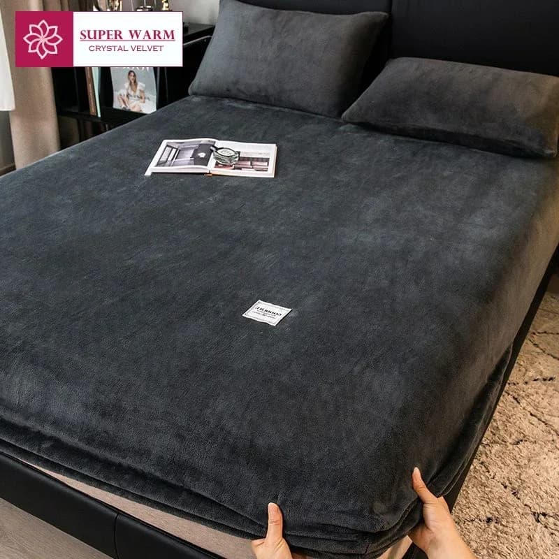 Sábana bajera de felpa suave y cálida, funda de colchón elástica, forro polar Coral esponjoso, ropa de cama doble de lujo para parejas de invierno